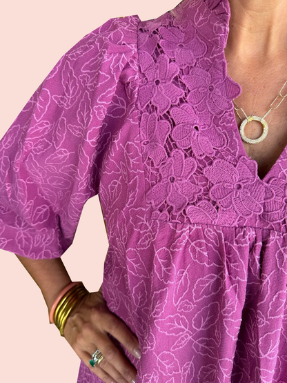 Vera Leaf Jacquard Mini Dress