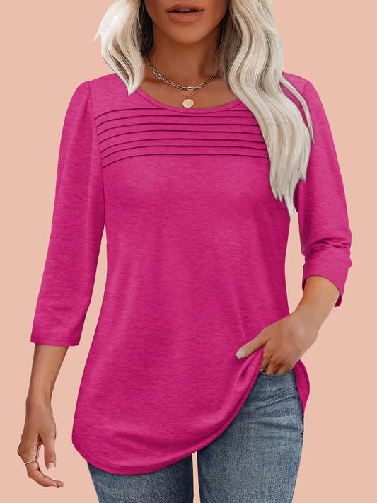 Perrine Pleated Front Scoop-Neck Tee