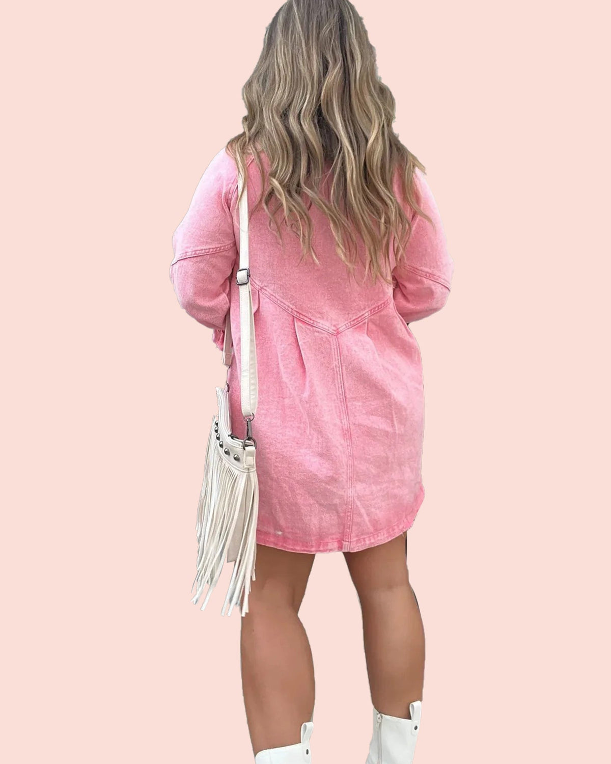 Colette Button Denim Bubble Sleeve Dress