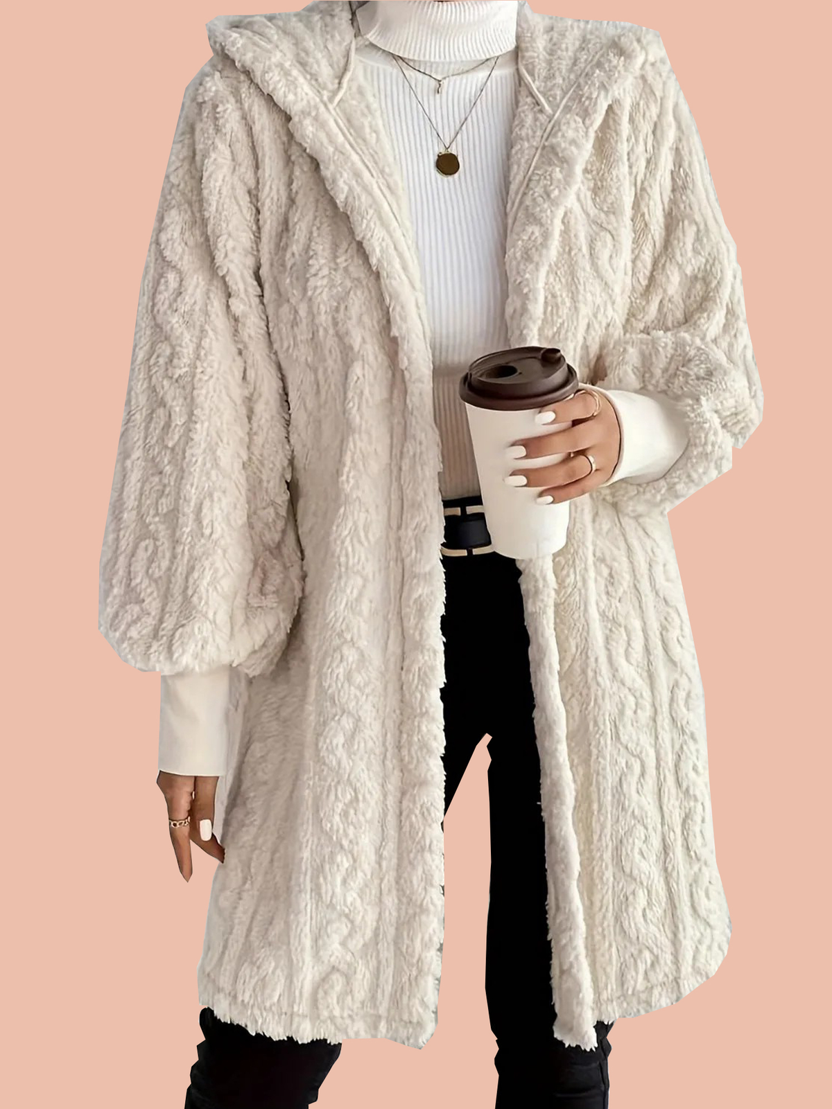 Marguerite Plush Fleece Midi Coat