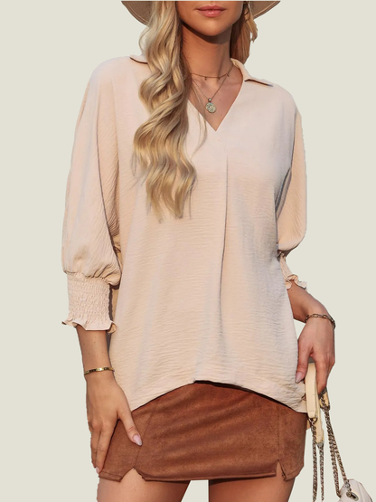 Estelle Three-Quarter Sleeve V-Neck Tee