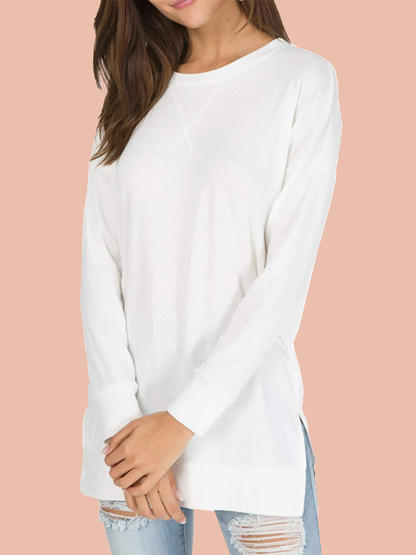Leonie Side-Slit Long-Sleeve Top