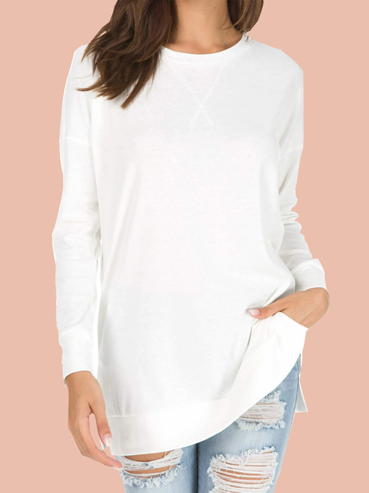 Leonie Side-Slit Long-Sleeve Top