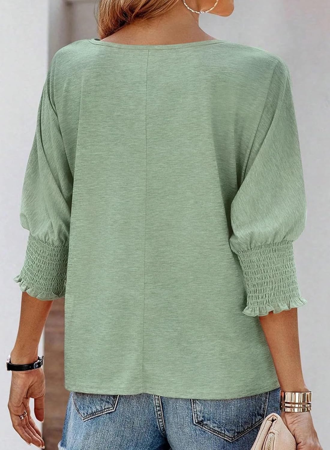 Noemie Round-Neck Three-Quarter Tee