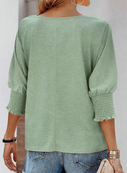 Noemie Round-Neck Three-Quarter Tee