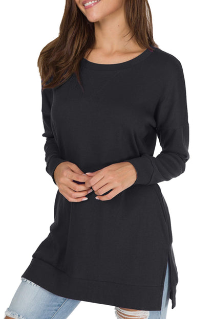 Leonie Side-Slit Long-Sleeve Top