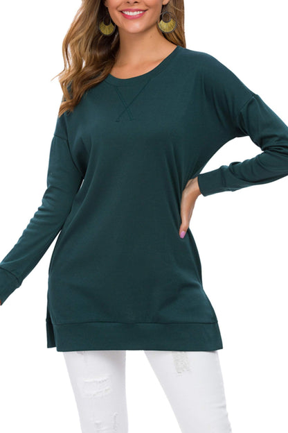 Leonie Side-Slit Long-Sleeve Top