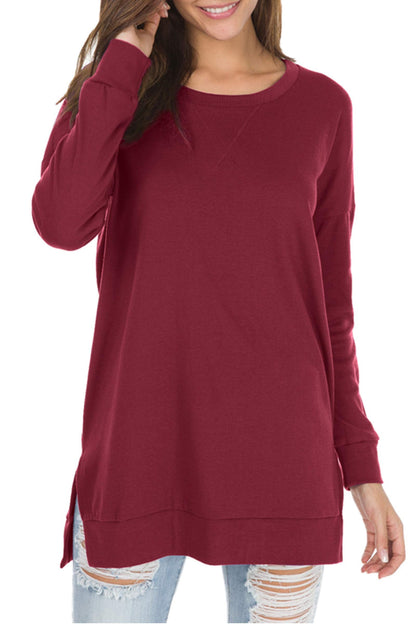 Leonie Side-Slit Long-Sleeve Top