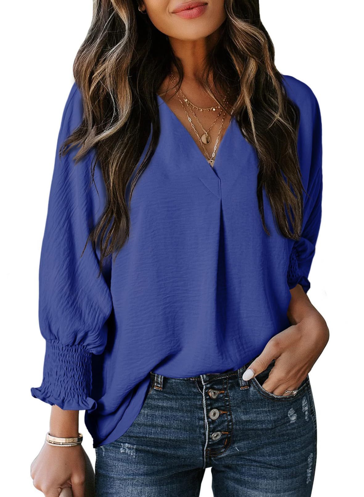 Estelle Three-Quarter Sleeve V-Neck Tee