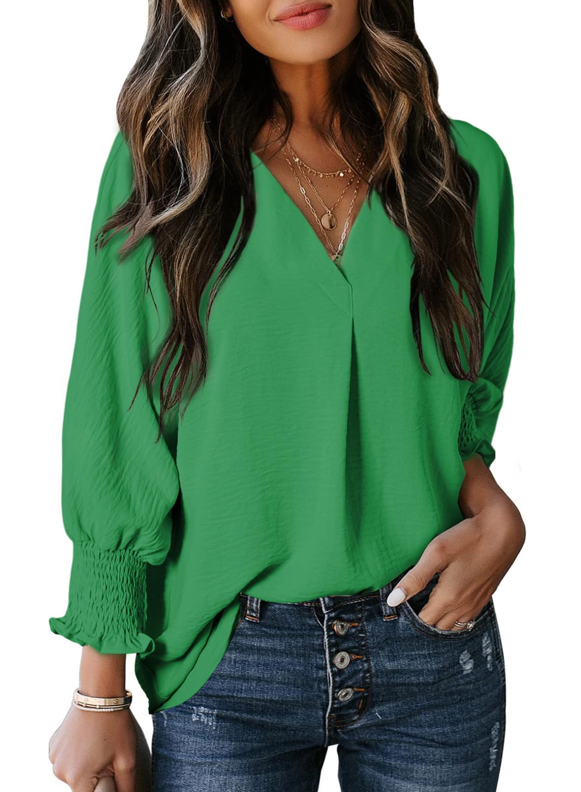 Estelle Three-Quarter Sleeve V-Neck Tee