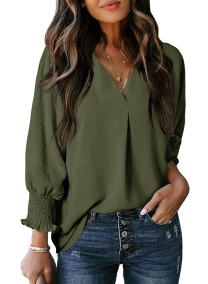 Estelle Three-Quarter Sleeve V-Neck Tee