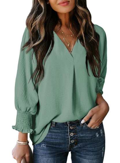 Estelle Three-Quarter Sleeve V-Neck Tee