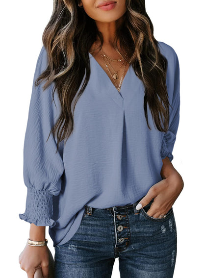 Estelle Three-Quarter Sleeve V-Neck Tee