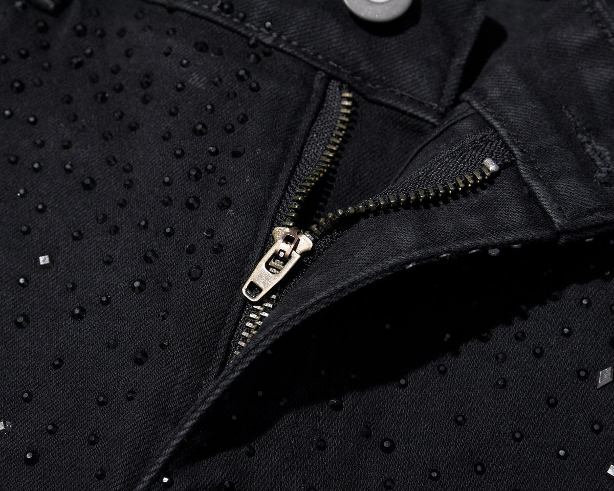 Bijou Rhinestone Slim Black Jeans