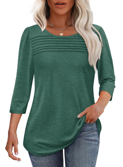 Perrine Pleated Front Scoop-Neck Tee
