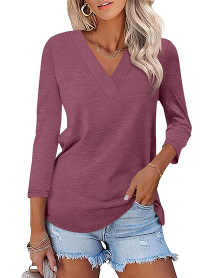 Rosalie V-Neck Three-Quarter Tee