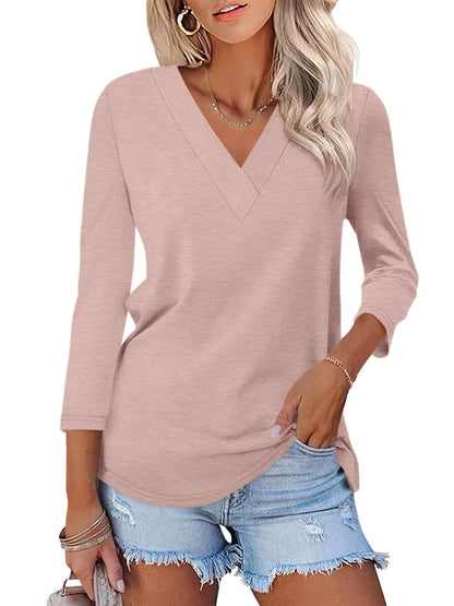 Rosalie V-Neck Three-Quarter Tee