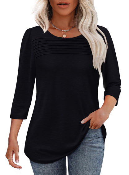 Perrine Pleated Front Scoop-Neck Tee