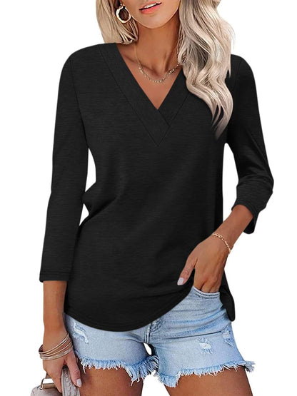 Rosalie V-Neck Three-Quarter Tee