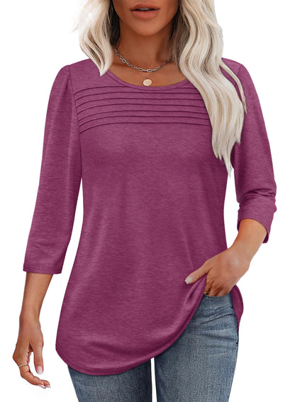 Perrine Pleated Front Scoop-Neck Tee