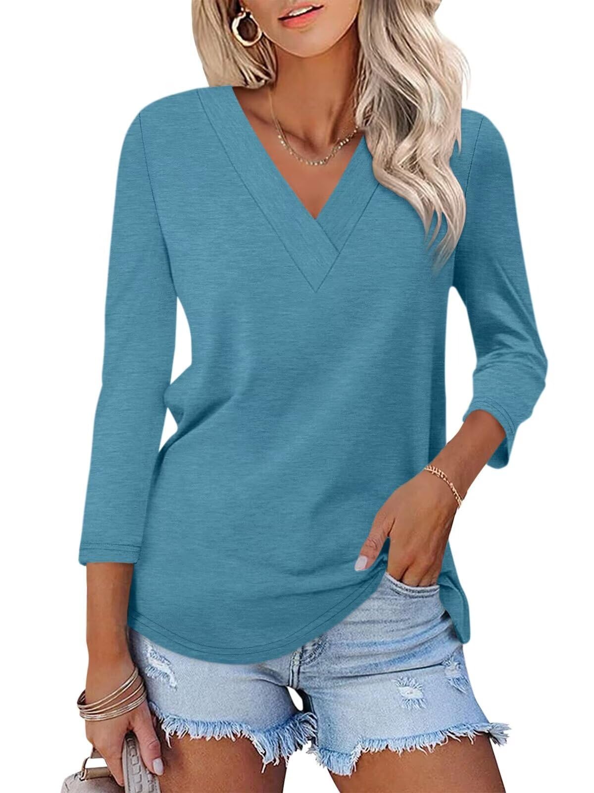 Rosalie V-Neck Three-Quarter Tee