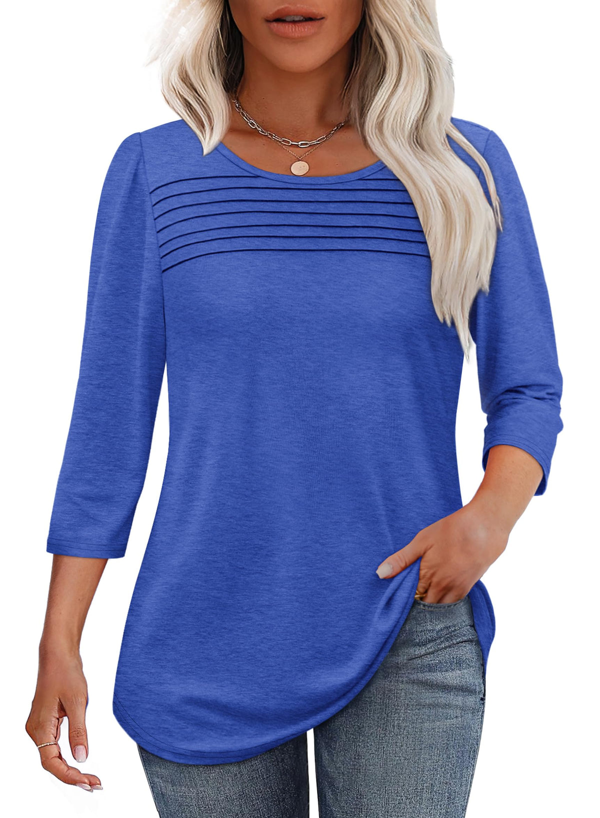 Perrine Pleated Front Scoop-Neck Tee