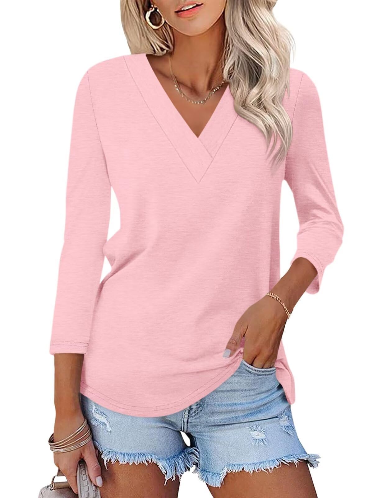 Rosalie V-Neck Three-Quarter Tee