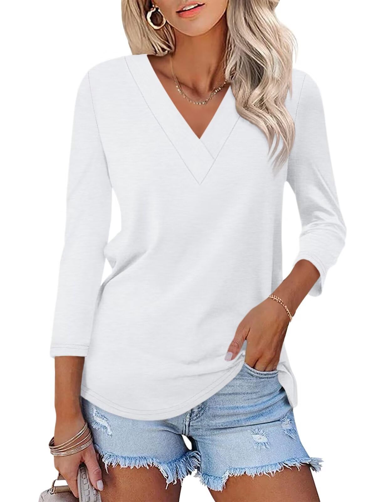 Rosalie V-Neck Three-Quarter Tee