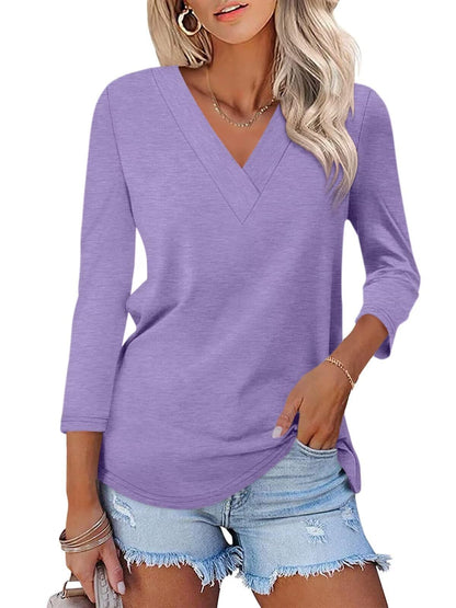 Rosalie V-Neck Three-Quarter Tee