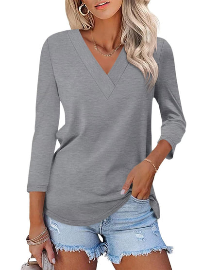 Rosalie V-Neck Three-Quarter Tee