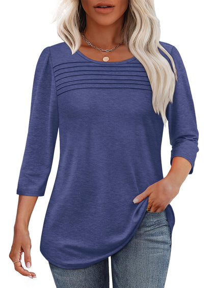 Perrine Pleated Front Scoop-Neck Tee