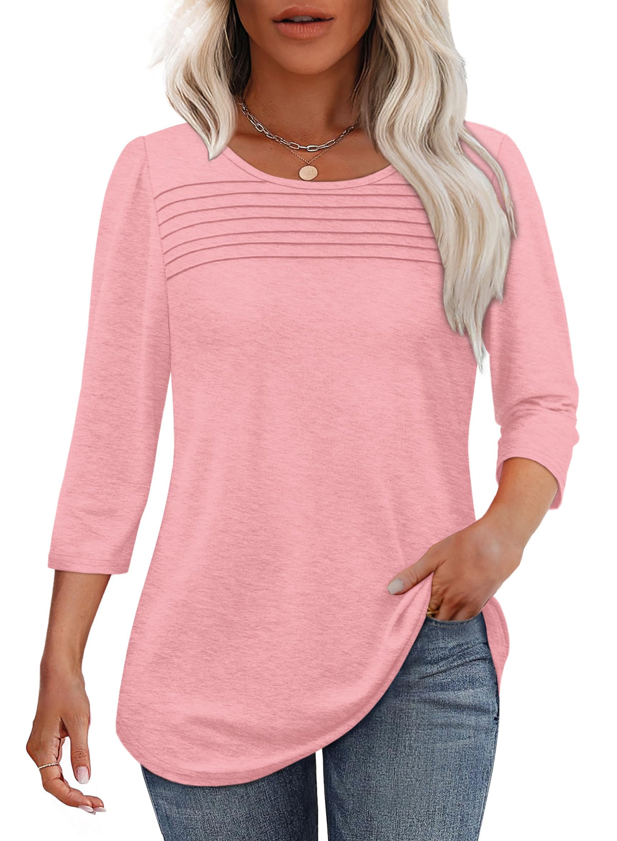 Perrine Pleated Front Scoop-Neck Tee