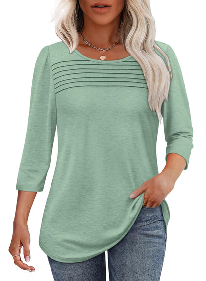 Perrine Pleated Front Scoop-Neck Tee