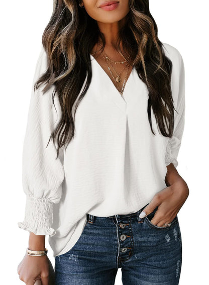 Estelle Three-Quarter Sleeve V-Neck Tee
