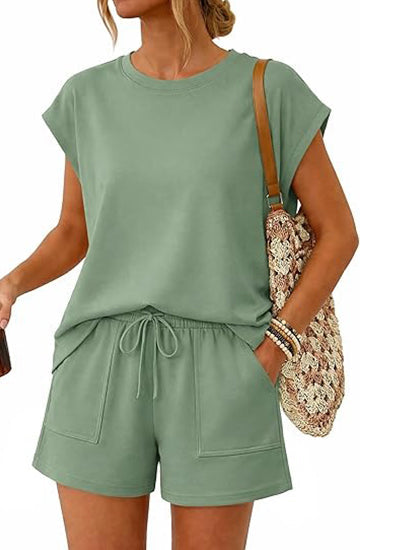Felicie Cap-Sleeve Short Set