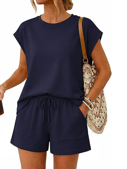 Felicie Cap-Sleeve Short Set