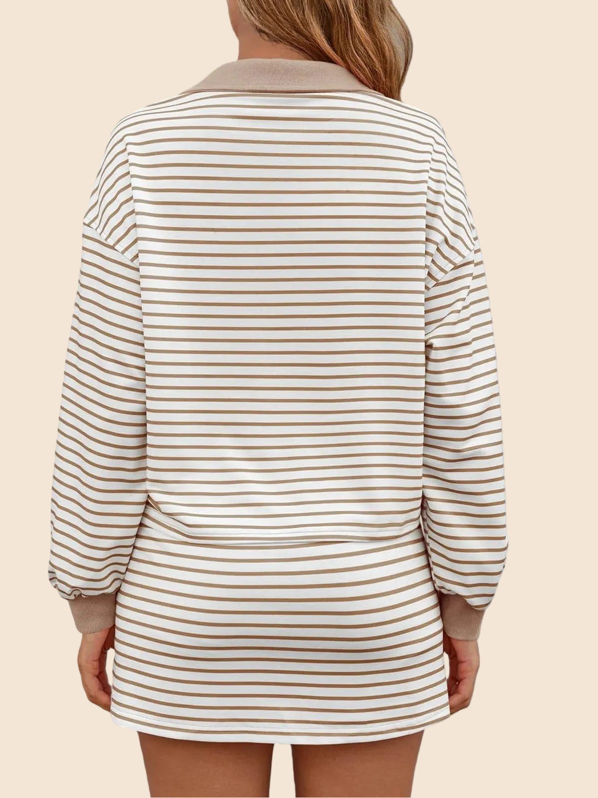 Gabrielle Striped Collar Top & Shorts Set