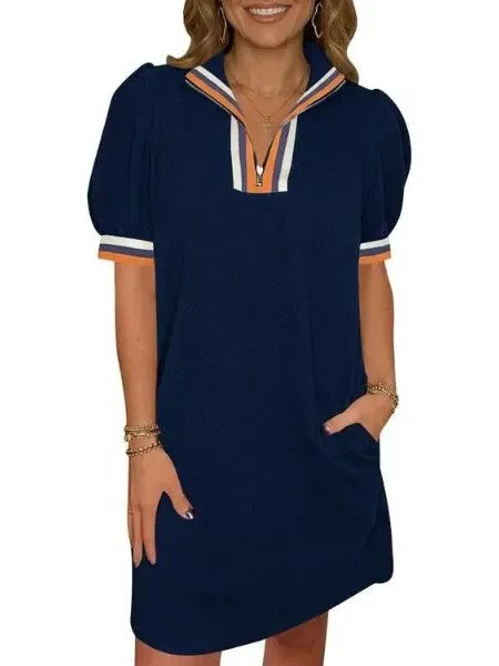 Noor Quilted Puff Sleeve Shift Dress