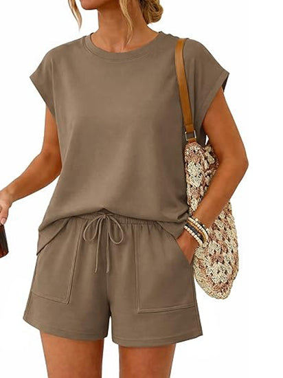 Felicie Cap-Sleeve Short Set