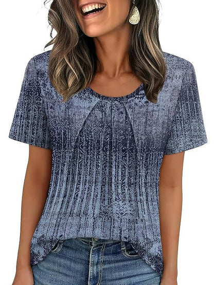 Coralie Pleated Neck Short-Sleeve Top