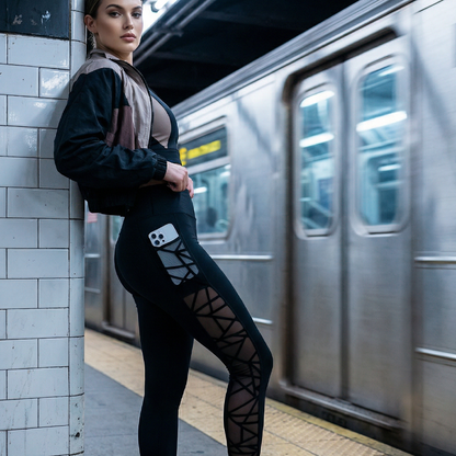 Nadia Mesh Panel High-Waist Leggings