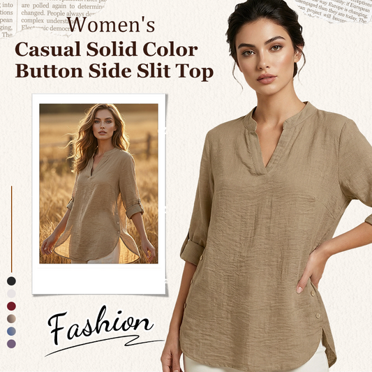 Clemence Side-Slit V-Neck Top