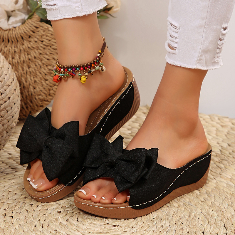 Brigitte Bow Peep-Toe Wedges