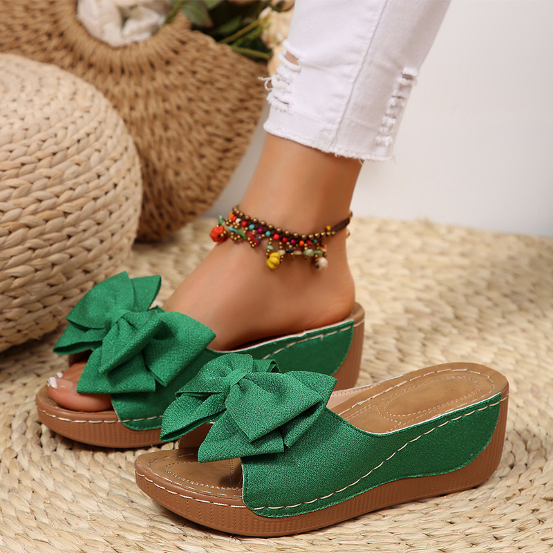 Brigitte Bow Peep-Toe Wedges