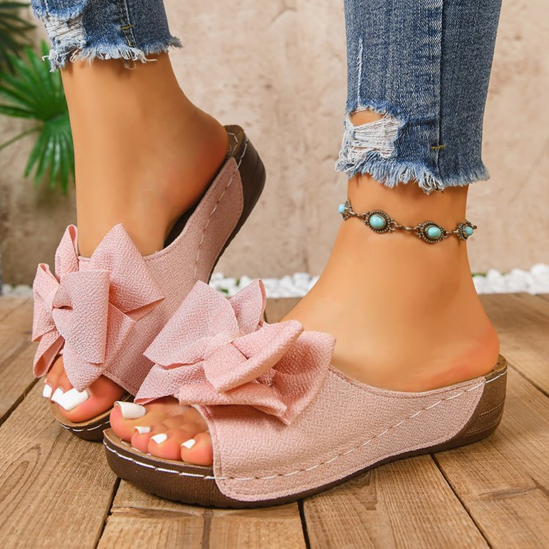 Brigitte Bow Peep-Toe Wedges