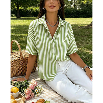Anais Striped Short-Sleeve Shirt