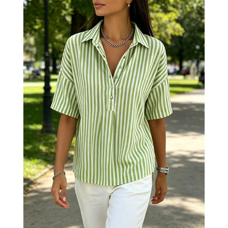 Anais Striped Short-Sleeve Shirt