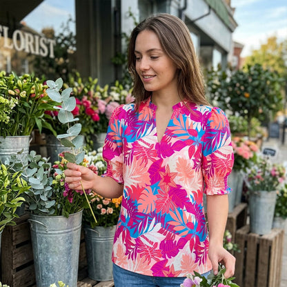Paloma Floral Puff-Sleeve Shirt