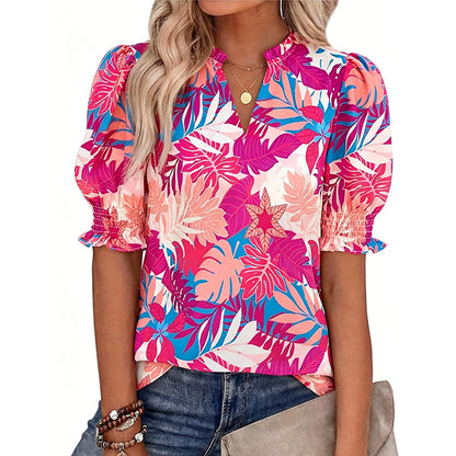 Paloma Floral Puff-Sleeve Shirt