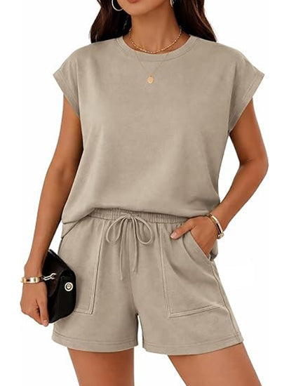 Felicie Cap-Sleeve Short Set